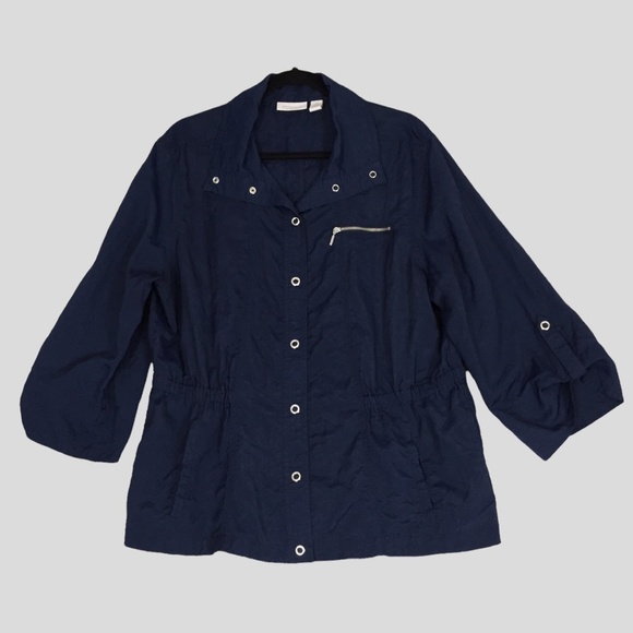 Weekends Summer Jacket XL / 16 Navy Blue Snap Front Lightweight - Picture 1 of 8